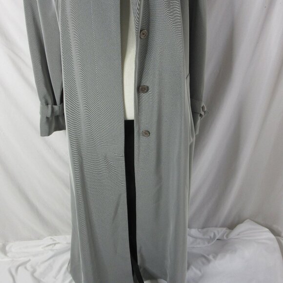 Utex Design Trench Coat Woman's Button Up Pockets Lined Full Length Gray Size 14 - Picture 3 of 15